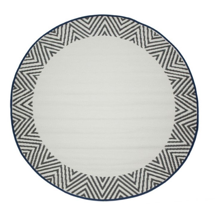 Olympia Grey and White Round Recycled Plastic Large Rug