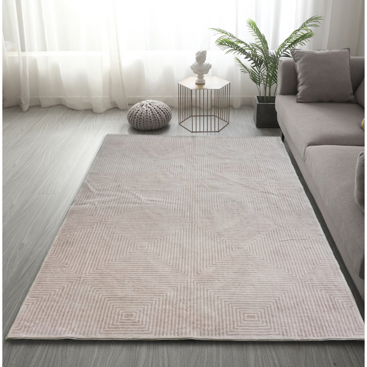 Pam Beige Machine Washable Large Rug