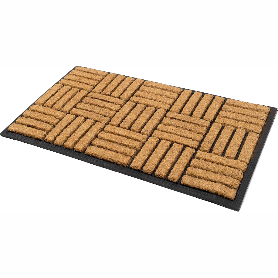 Parquet Tiles Geometrical Rubber Bordered Coir Doormat