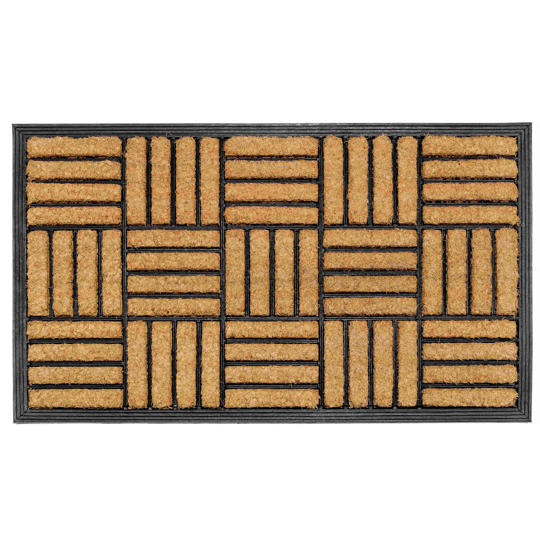 Parquet Tiles Geometrical Rubber Bordered Coir Doormat