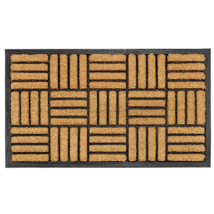 Parquet Tiles Geometrical Rubber Bordered Coir Doormat