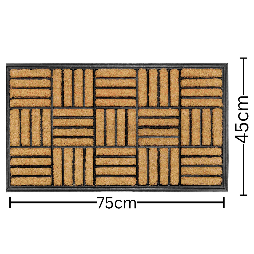 Parquet Tiles Geometrical Rubber Bordered Coir Doormat