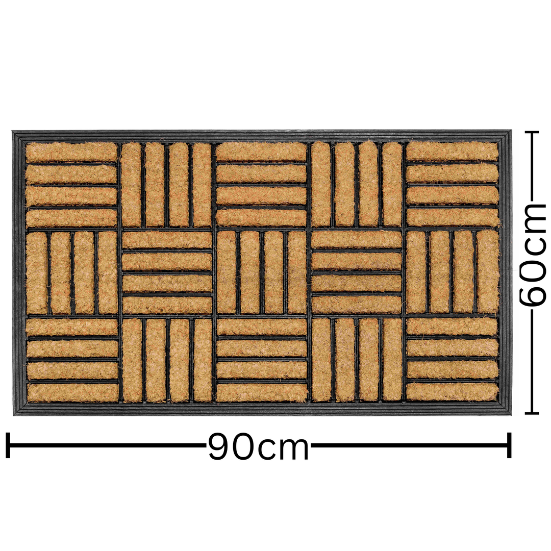 Parquet Tiles Geometrical Rubber Bordered Coir Doormat