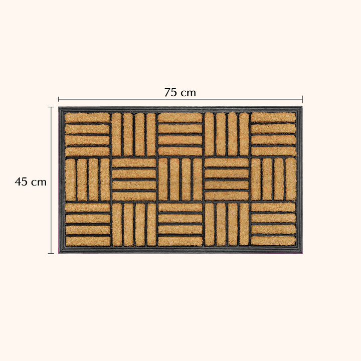 Parquet Tiles Geometrical Rubber Bordered Coir Doormat