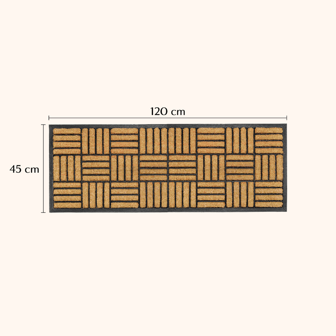 Parquet Tiles Geometrical Rubber Bordered Coir Doormat