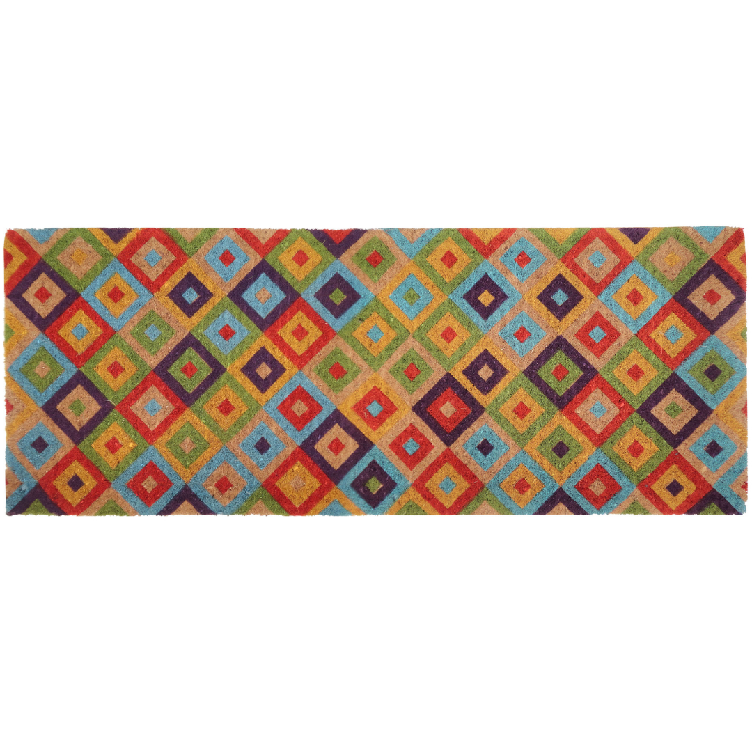 Saman Multicolour Diamond Thick Coir Doormat