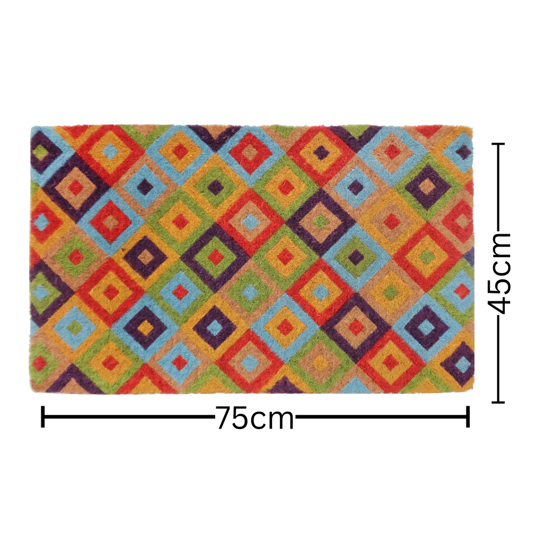 Saman Multicolour Diamond Thick Coir Doormat