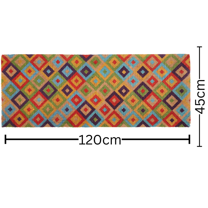 Saman Multicolour Diamond Thick Coir Doormat