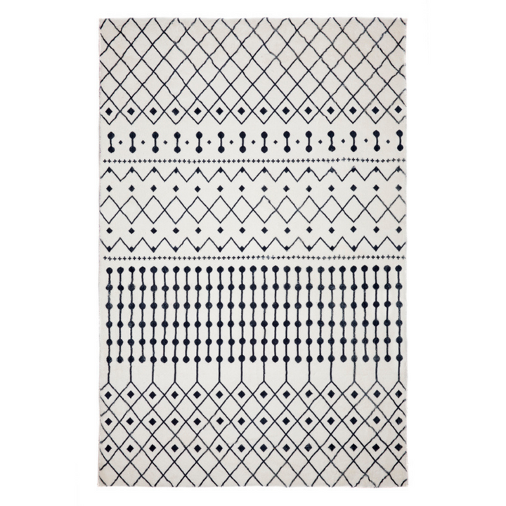 Skon Ivory Machine Made Tribal Modern Area Rug