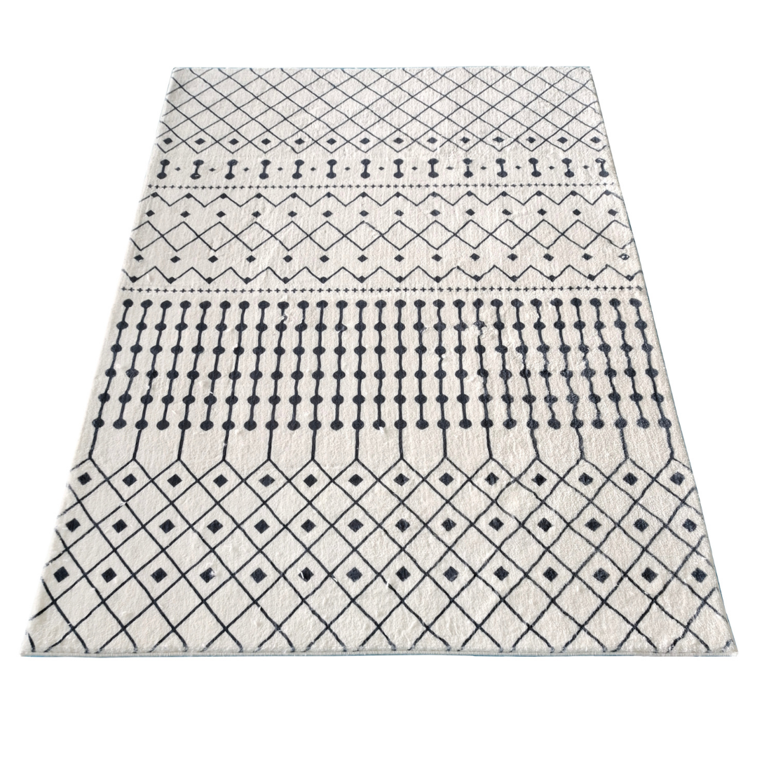 Skon Ivory Machine Made Tribal Modern Area Rug