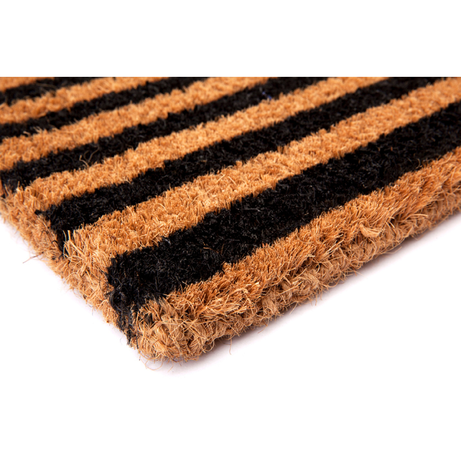 Straight Lines Black Striped Extra Long Coir Doormat