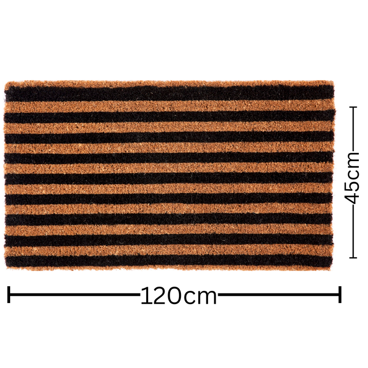 Straight Lines Black Striped Extra Long Coir Doormat