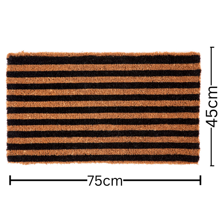 Straight Lines Black striped Coir Doormat