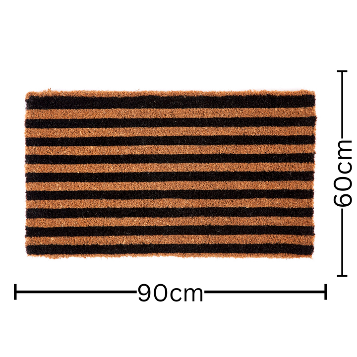 Straight Lines Black striped Coir Doormat