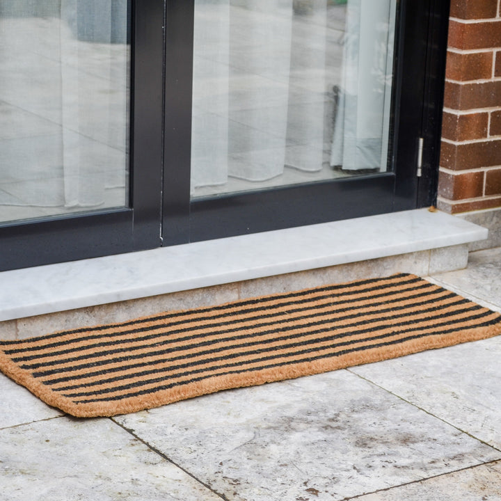 Straight Lines Black Striped Extra Long Coir Doormat