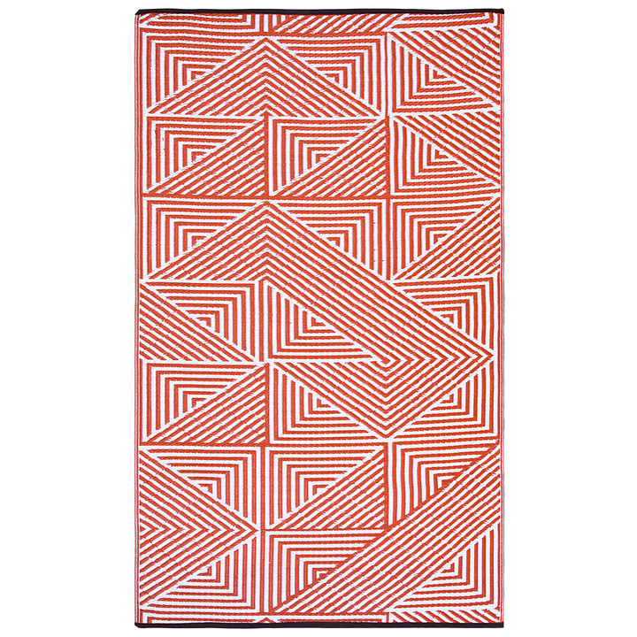 Tokyo Burnt Orange and White Recycled Plastic Outdoor Rug