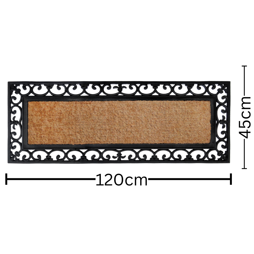 Vista Plain Natural Rubber Bordered Long Coir Doormat (45x120cm)