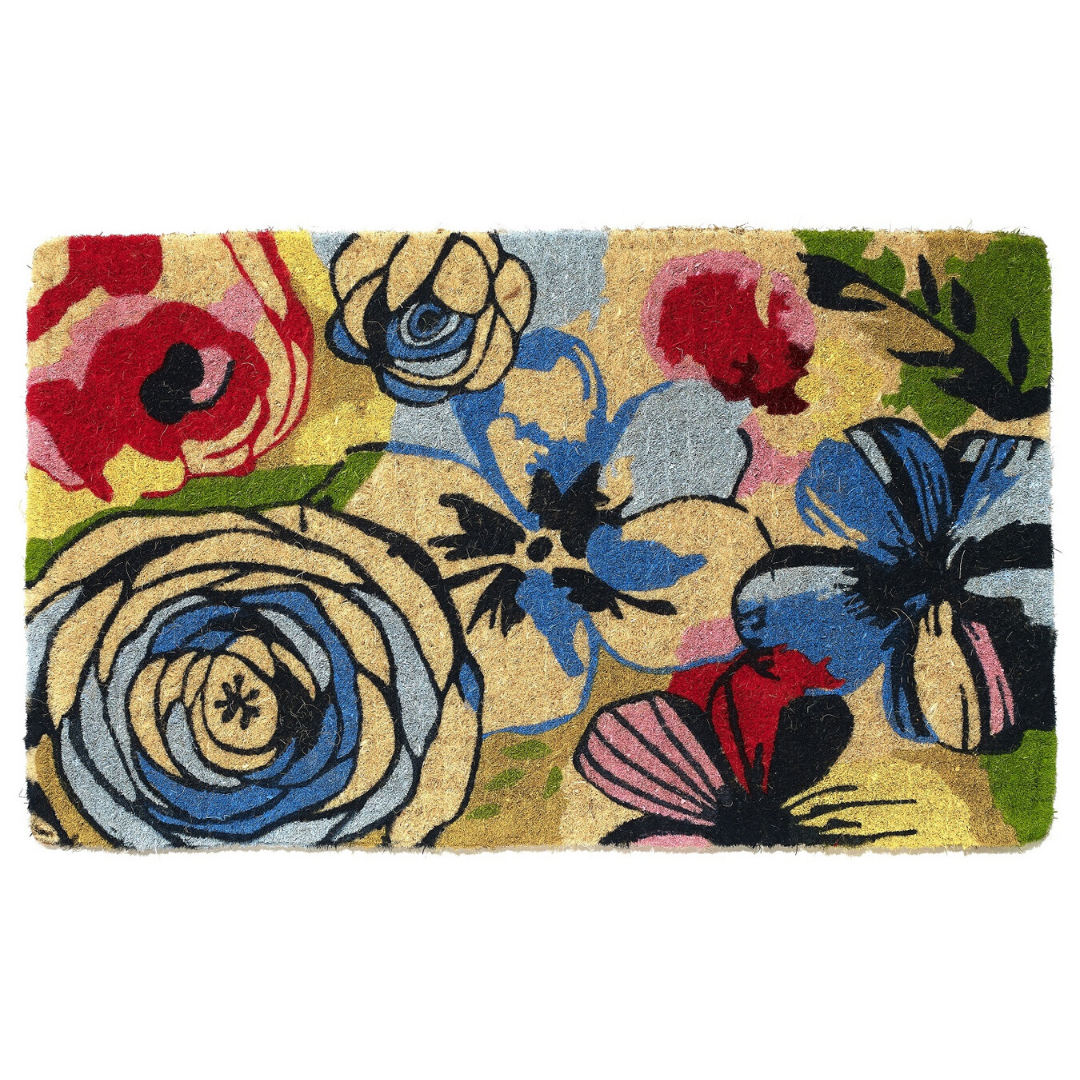 Watercolour Floral Thick Coir Doormat