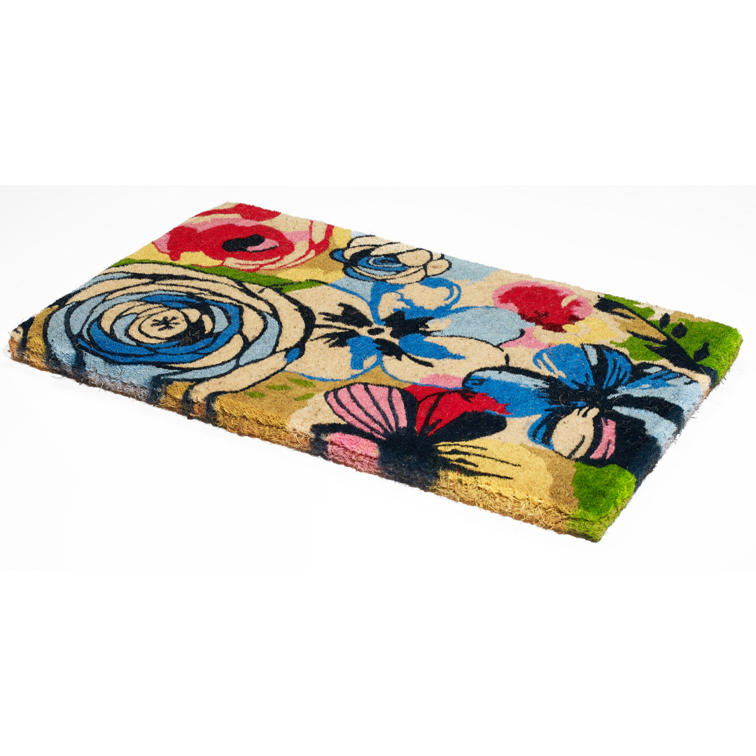 Watercolour Floral Thick Coir Doormat