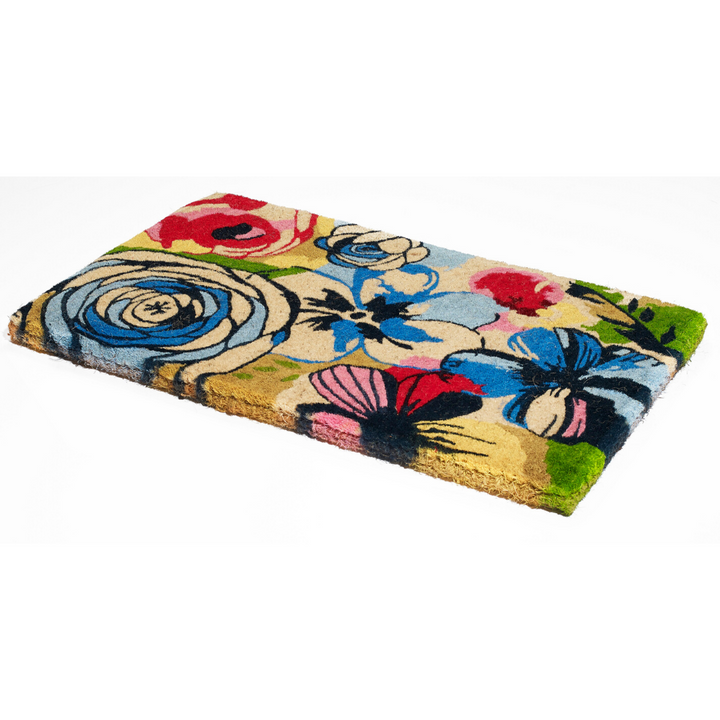 Watercolour Floral Thick Coir Doormat