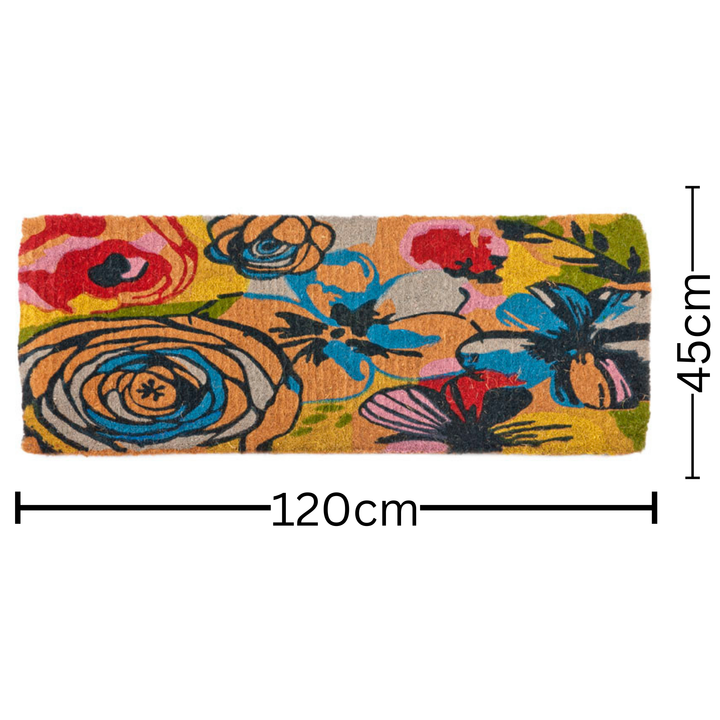 Watercolour Floral Thick Long Coir Doormat for Home