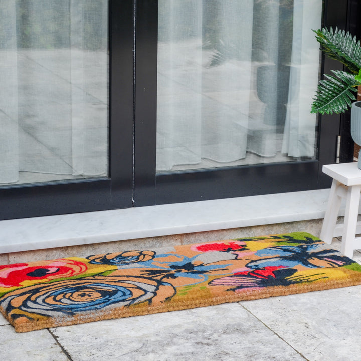 Watercolour Floral Thick Coir Doormat