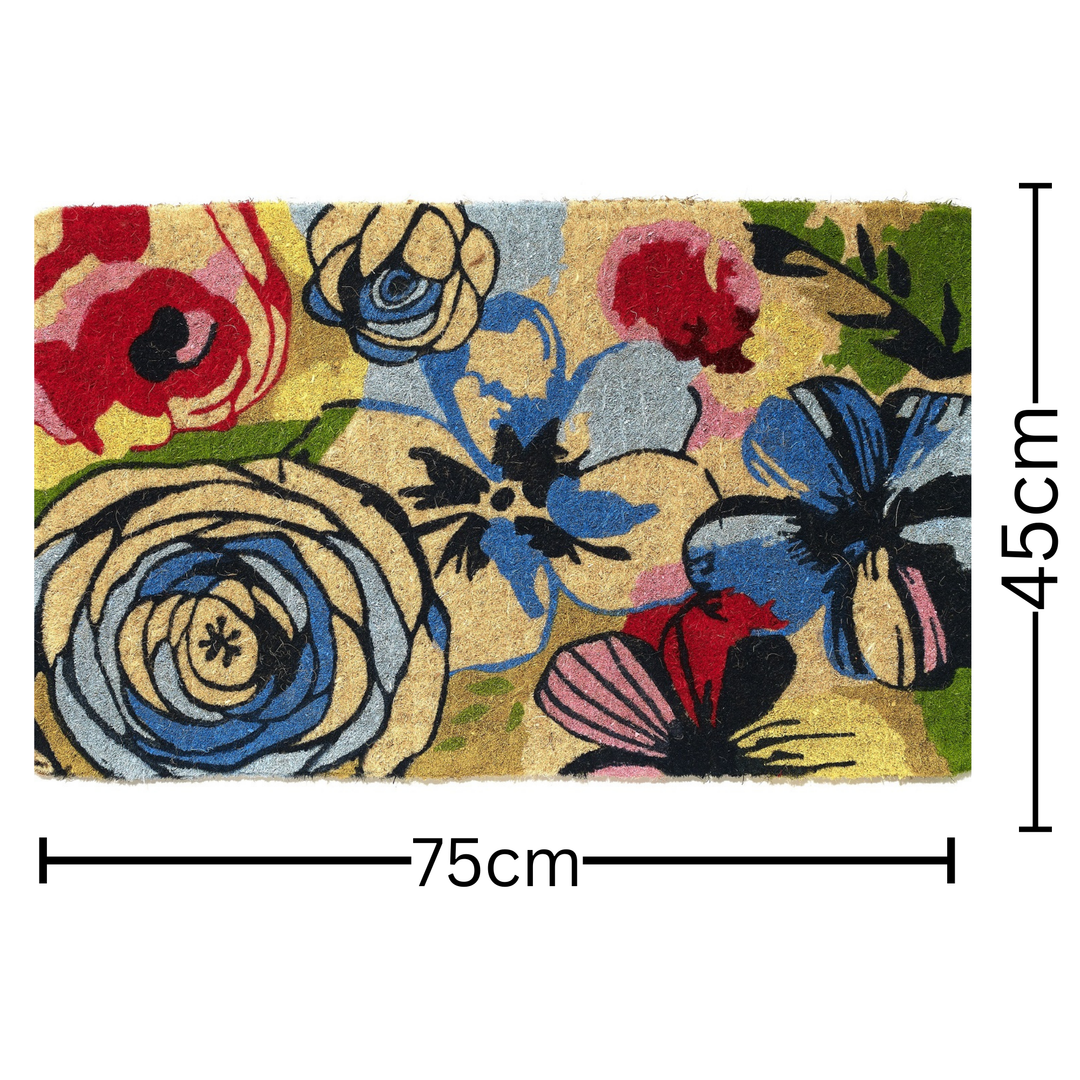 Watercolour Floral Thick Coir Doormat