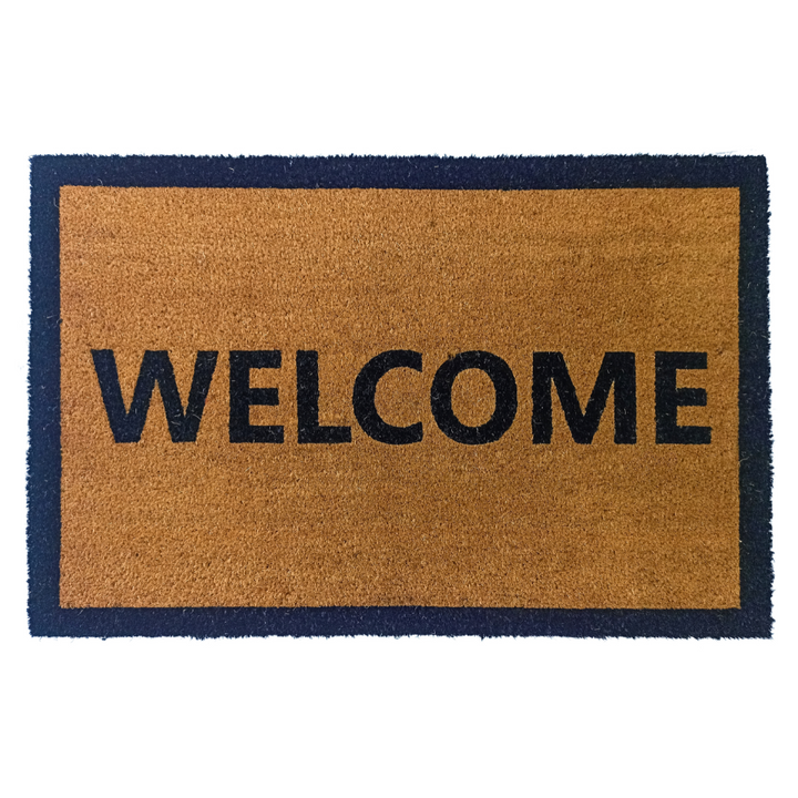 Welcome Border PVC Backed Coir Doormat