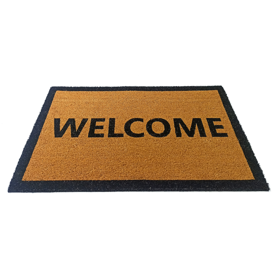 Welcome Border PVC Backed Coir Doormat