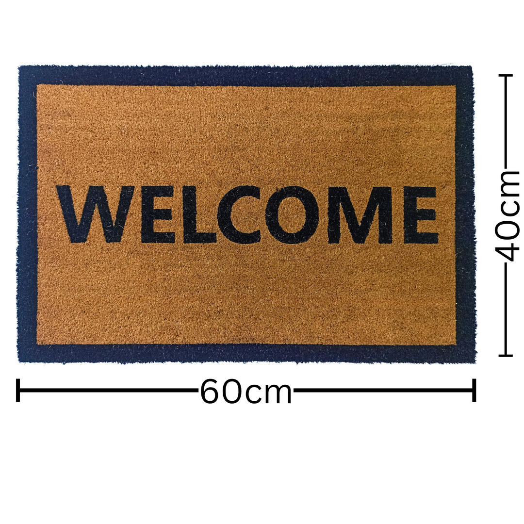 Welcome Border PVC Backed Coir Doormat