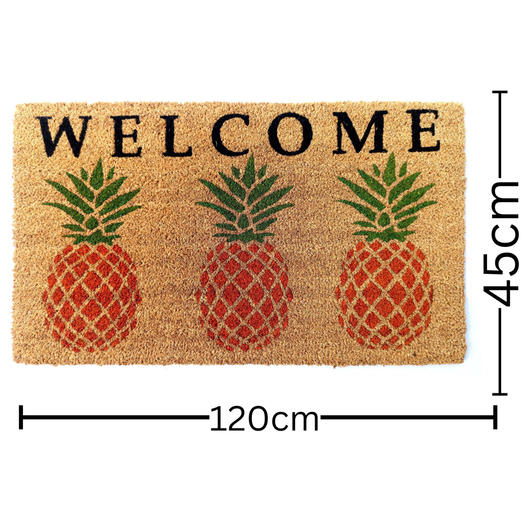 Welcome Pineapple PVC Backed Coir Doormat