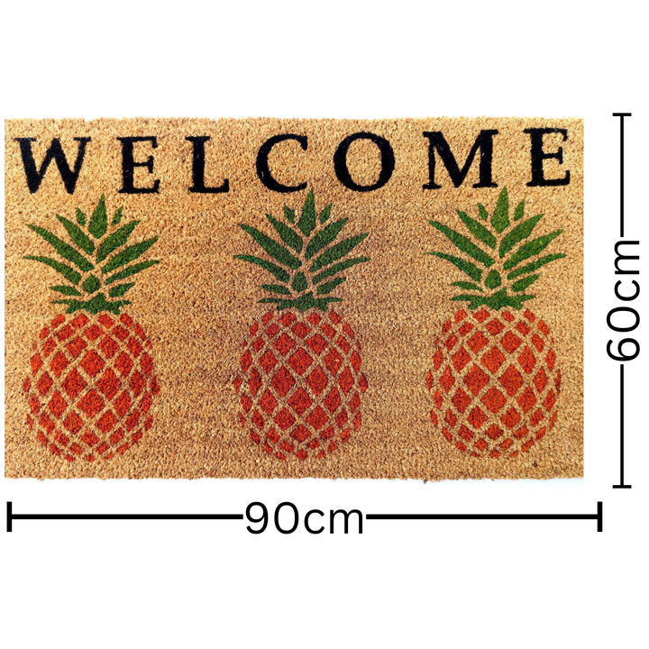 Welcome Pineapple PVC Backed Coir Doormat