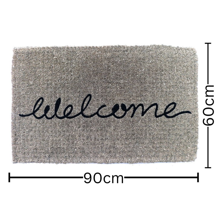 Welcome Grey Cursive 100% Coir Doormat