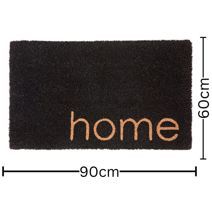 Black Home PVC Backed Coir Doormat