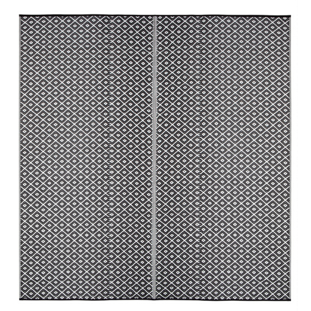 Kimberley Black & White Square Diamond Pattern Foldable Waterproof Large Camping Mat - 270x270 CM - Camping Mats Fab Habitat