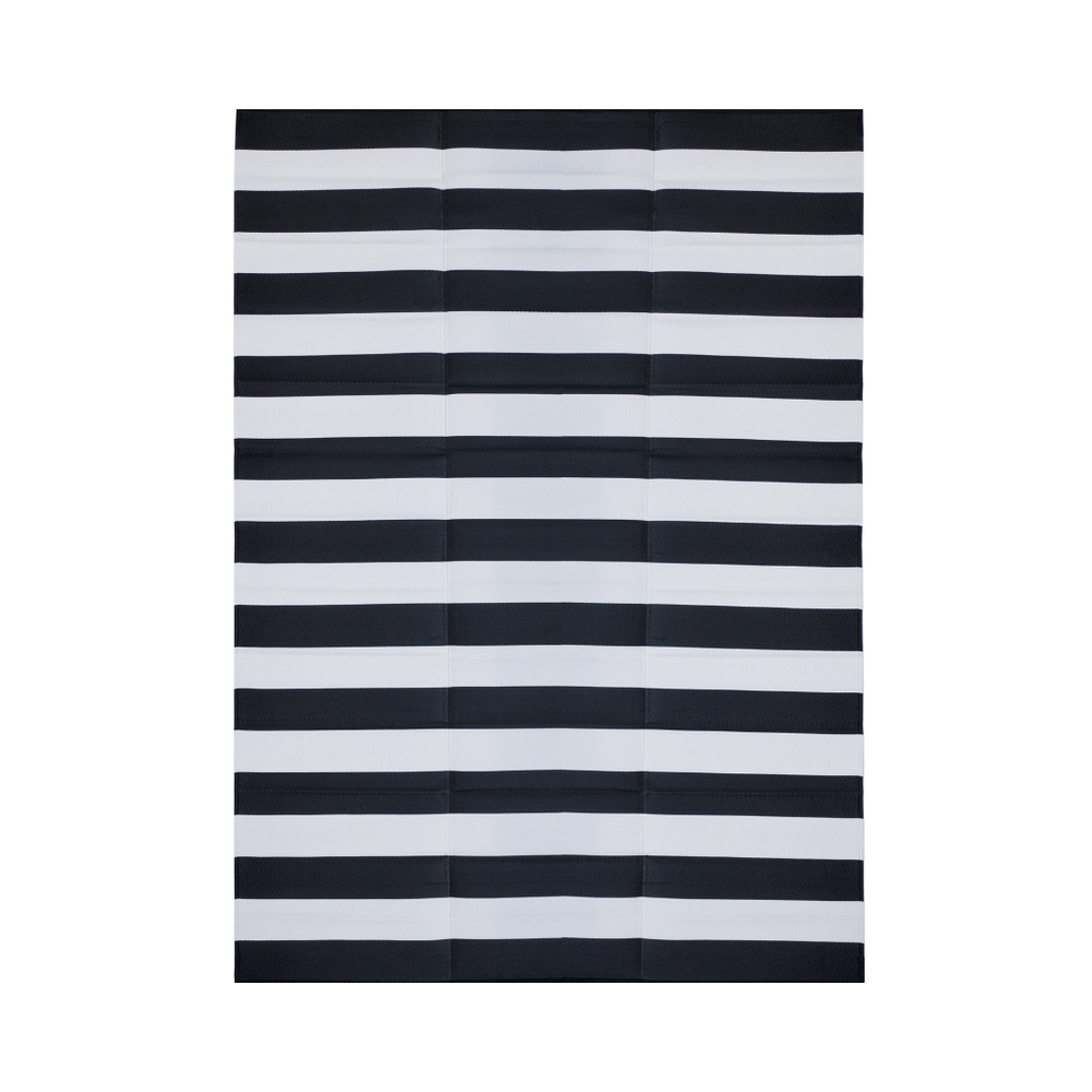 Brittany Black & White Stripes Foldable Waterproof Large Camping Mat - 270x360 CM - Camping Mats Fab Habitat