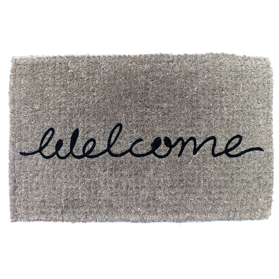 Welcome Grey Cursive 100% Coir Doormat