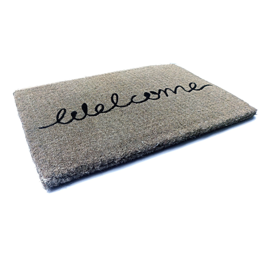 Welcome Grey Cursive 100% Coir Doormat