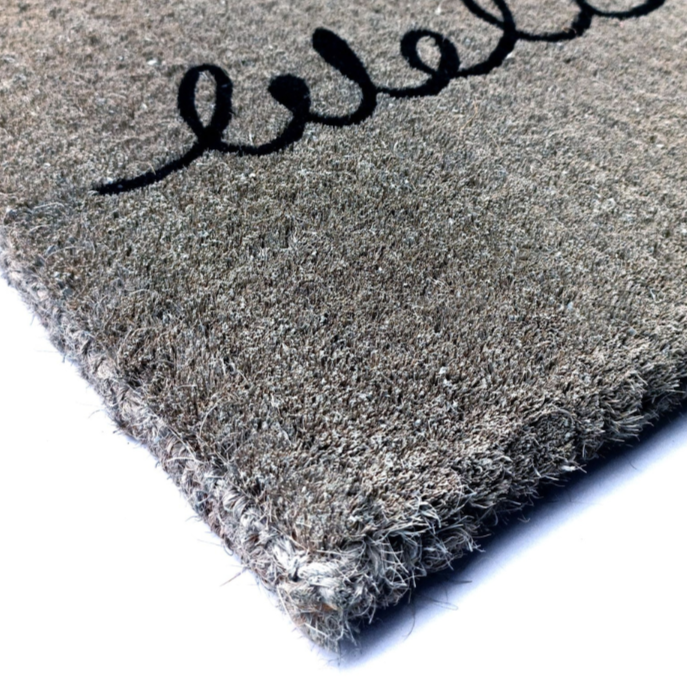 Welcome Grey Cursive 100% Coir Doormat