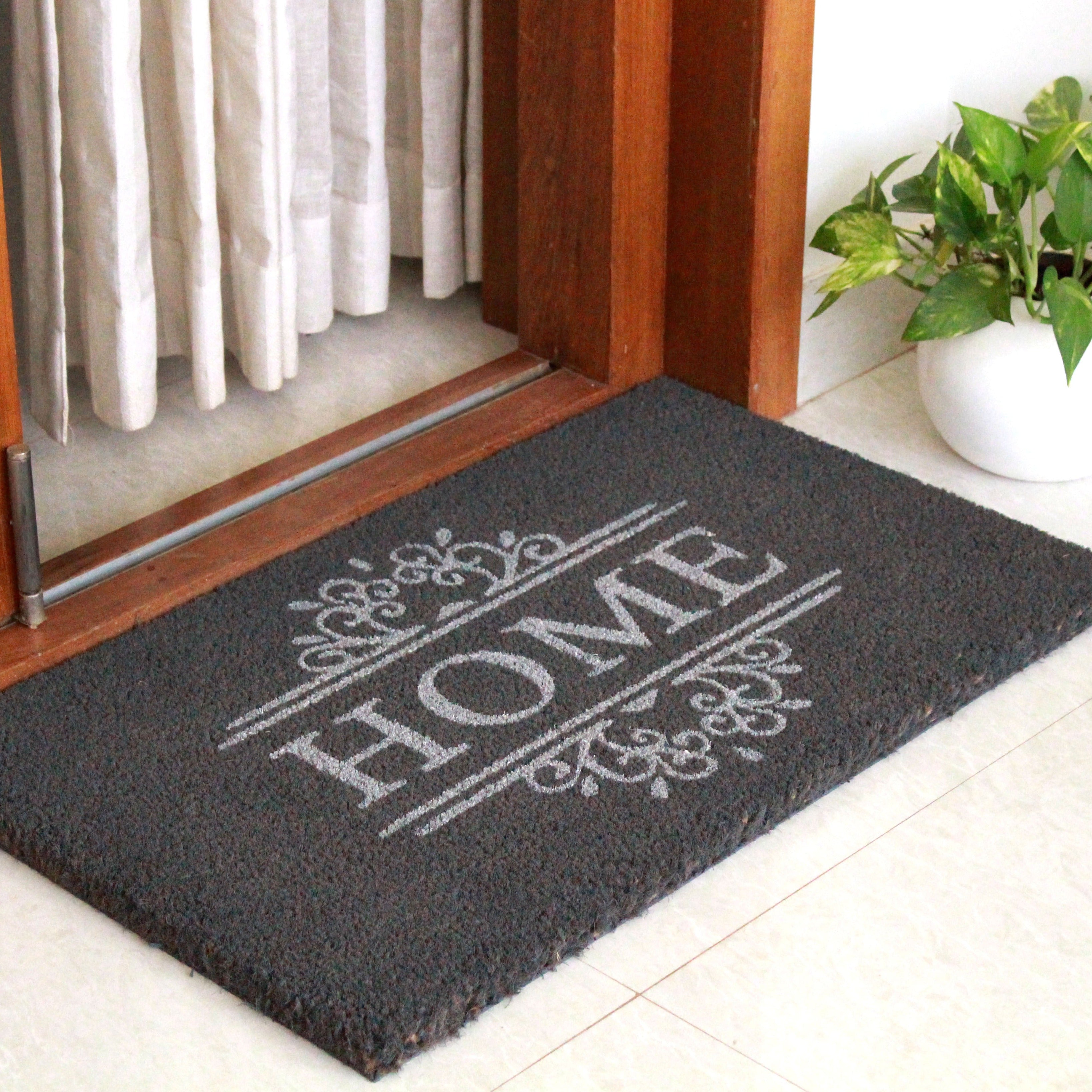 Buy Dark Grey PVC Backed Home Long Front Door mat Online