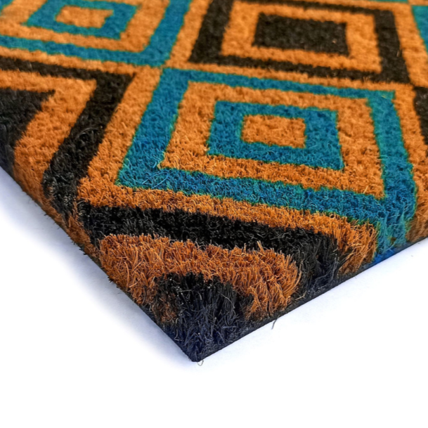 New Diamonds PVC Backed Long Coir Doormat - Doormats Fab Habitat