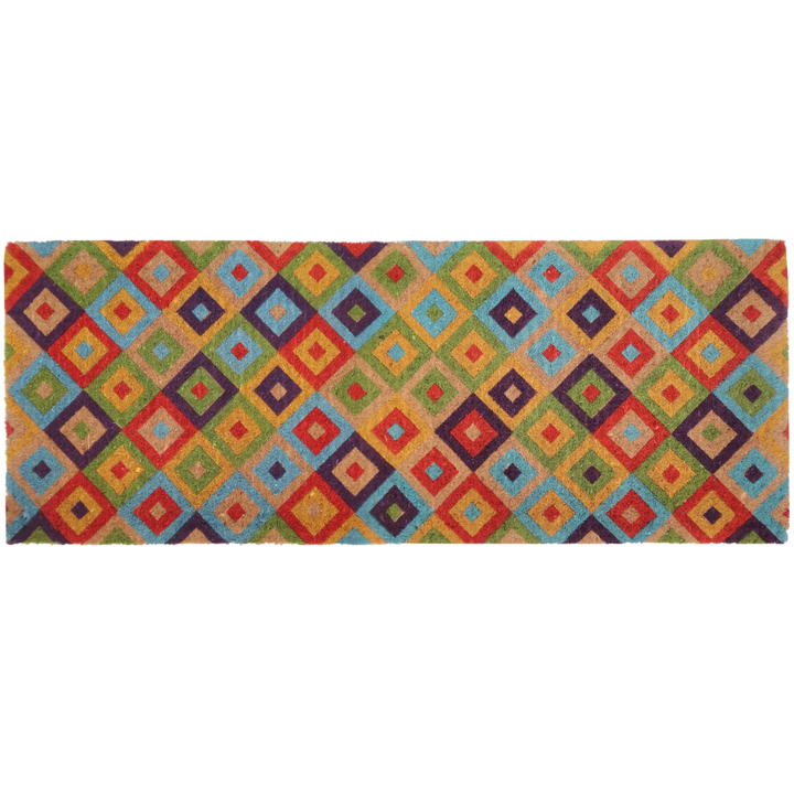 Saman Multicolour Diamond Thick Coir Long Door Mat - Doormats Fab Habitat