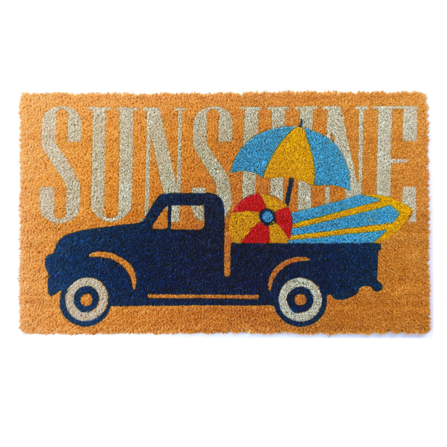 Sunshine Multicolour PVC Backed Coir Doormat - Doormats Fab Habitat