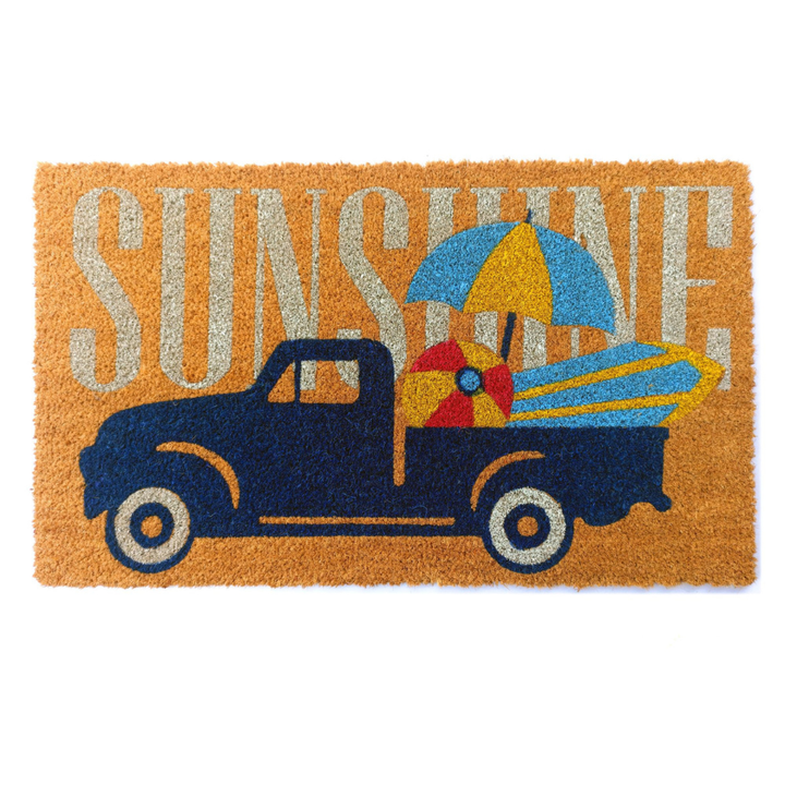 Sunshine Multicolour PVC Backed Coir Doormat - Doormats Fab Habitat