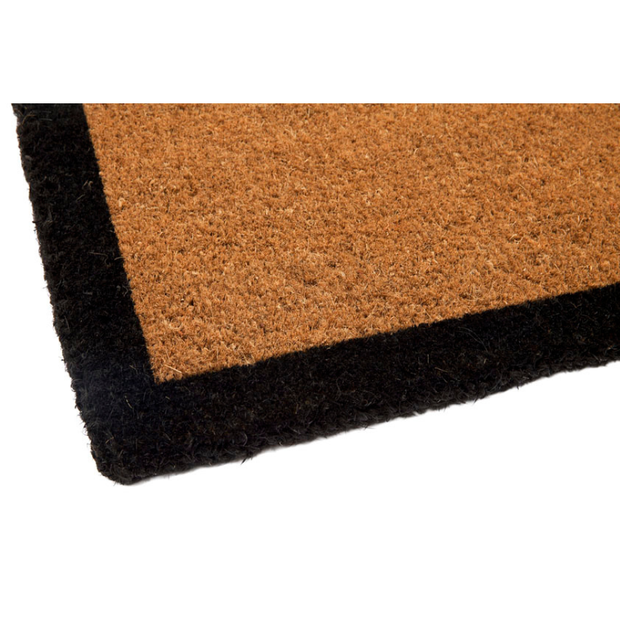 Four Corners Black Border and Natural Long Doormat - Doormats Fab Habitat