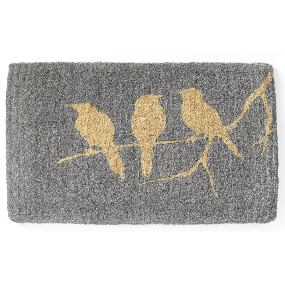 Birds On Branch Grey and Natural Coir Doormat - Doormats Fab Habitat