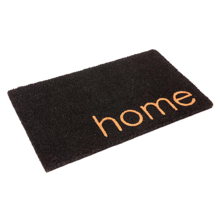 Black Home PVC Backed Coir Doormat - Doormats Fab Habitat