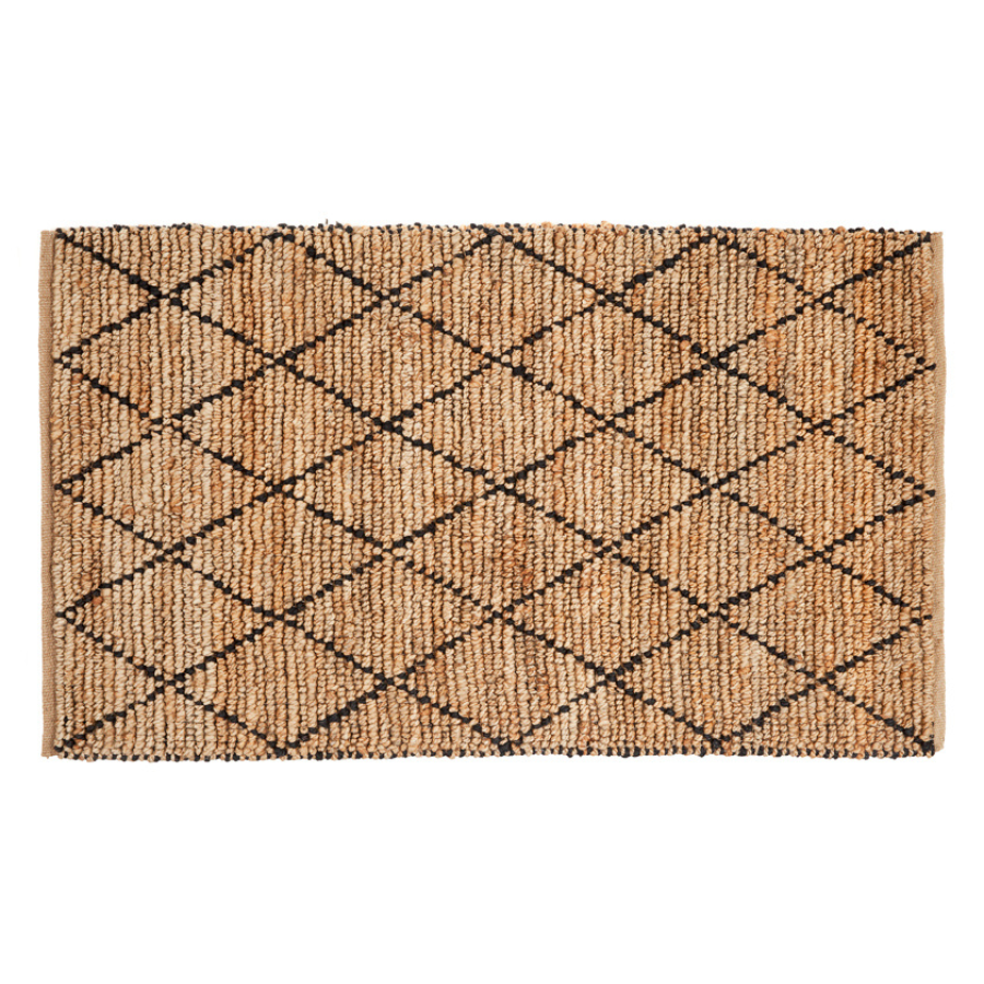 Anant Black and Natural Diamond Large Jute Rug - Jute Rug Fab Habitat