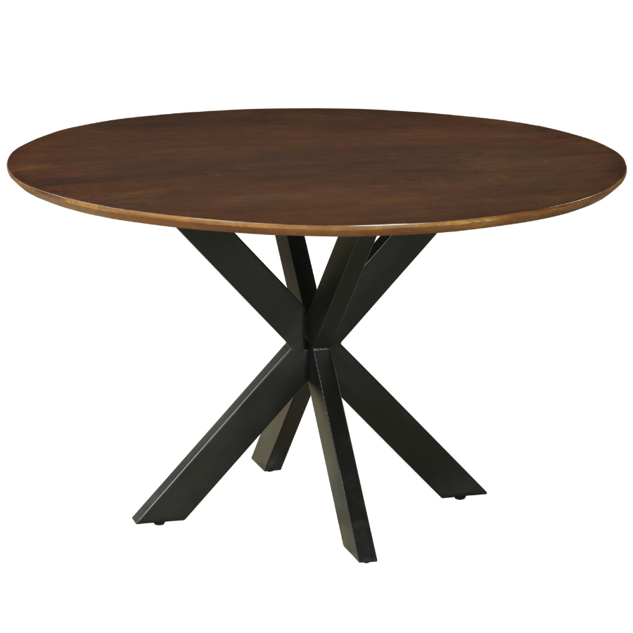 Faye Walnut Finish 130cm Round Dining Table - Kitchen & Dining Furniture Fab Habitat