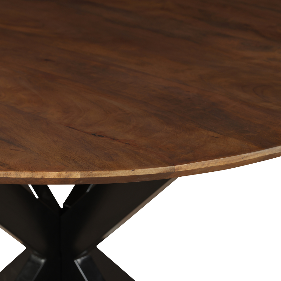 Faye Walnut Finish 130cm Round Dining Table - Kitchen & Dining Furniture Fab Habitat